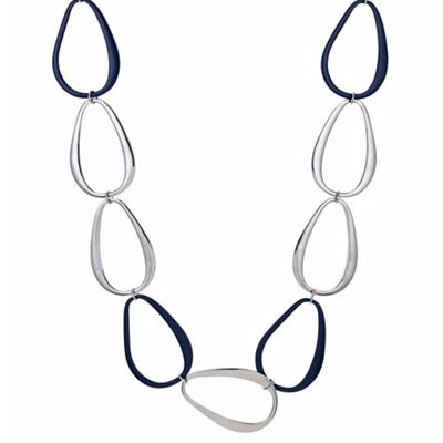 Designer silver oval link necklace